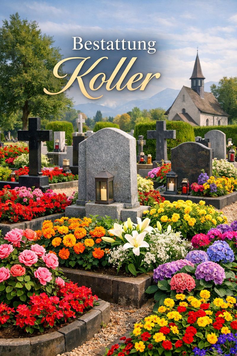 Friedhof mit gepflegten Grabstätten und bunten Blumenarrangements : würdevolle Bestattung durch Bestattung Koller in der Steiermark