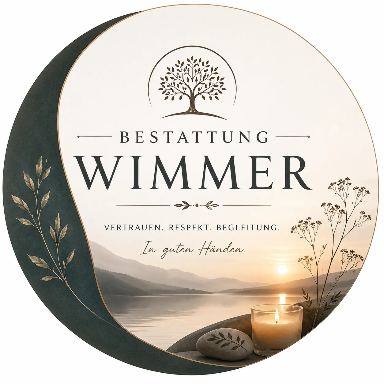 Bestattung Wimmer Logo mit Baum und See
