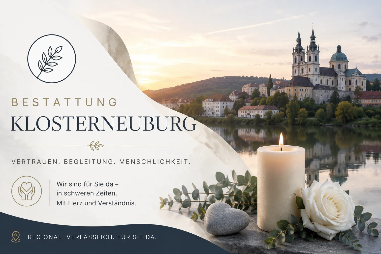 Bestattung Klosterneuburg mit Kerze und weißer Rose