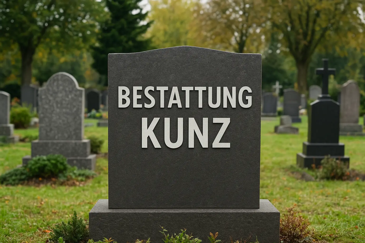 Friedhofsszene, die Bestattung Kunz repräsentiert, mit traditionellen Grabsteinen, Grünflächen und einer ruhigen Gedenkatmosphäre in Niederösterreich