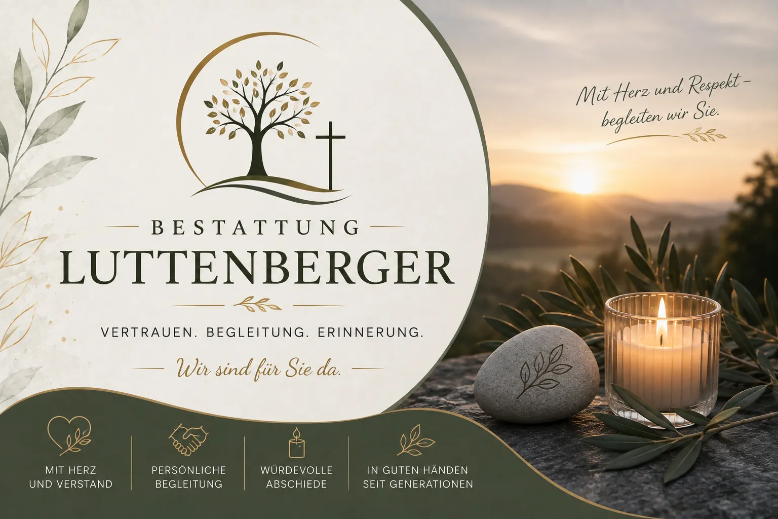 Bestattung Luttenberger mit Kreuz und Kerze