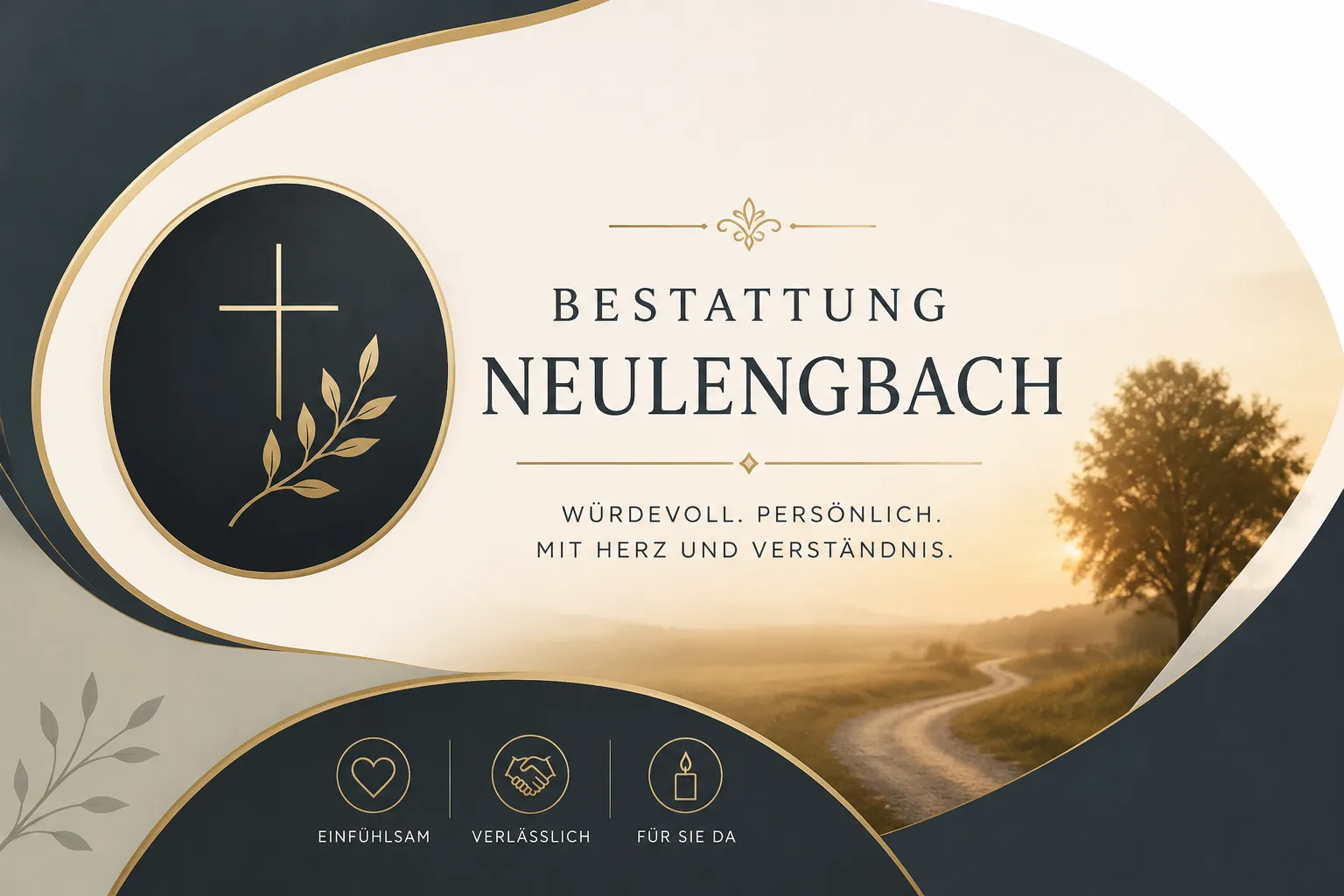 Bestattung Neulengbach mit Kreuz und ruhiger Landschaft