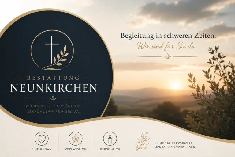Bestattung Neunkirchen mit Kreuz und Sonnenuntergang