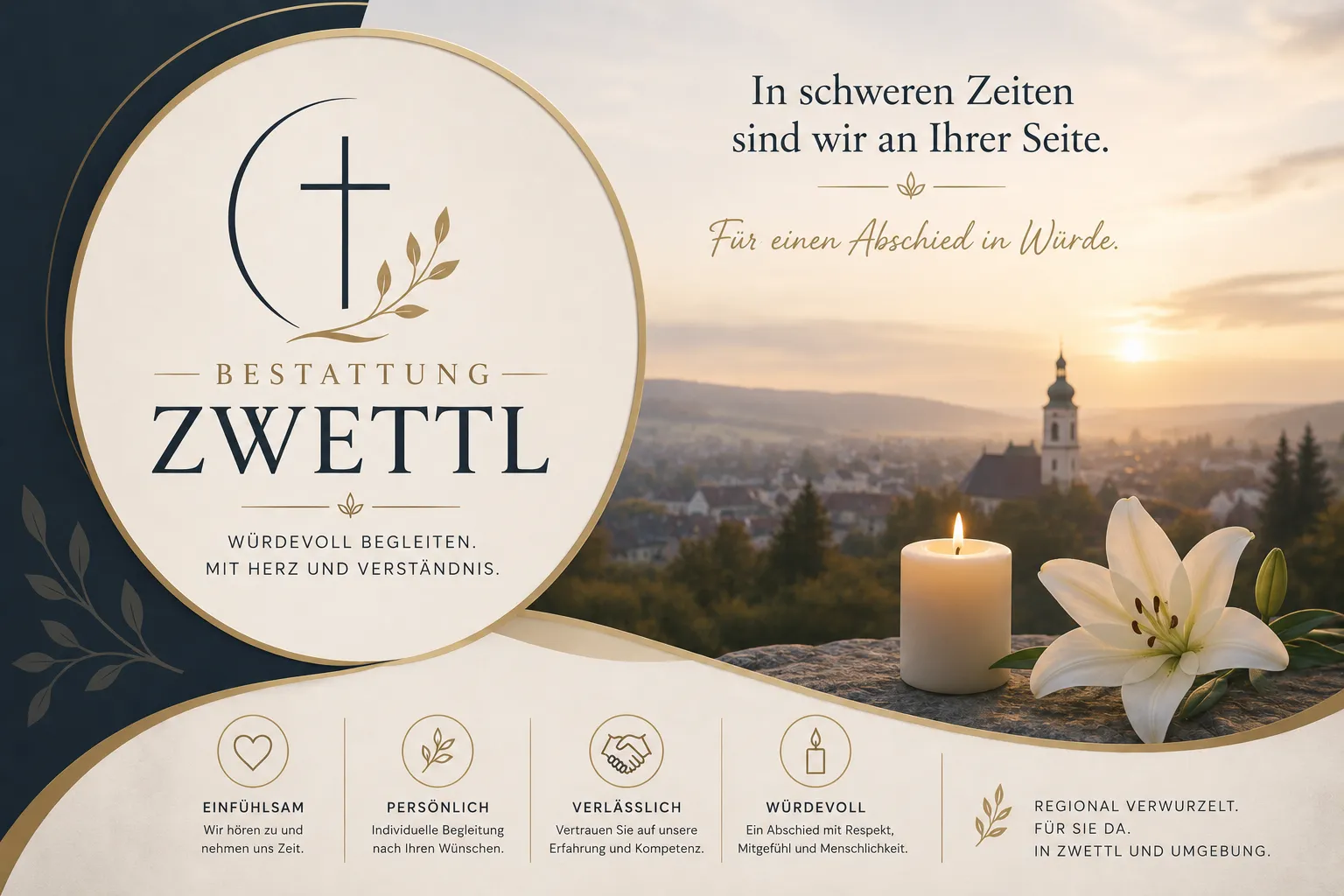 Bestattung Zwettl mit Kerze und Blume