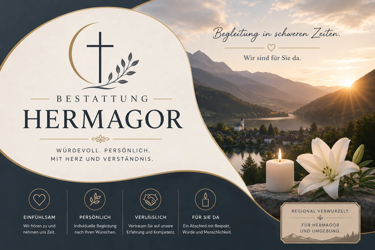 Bestattung Hermagor mit Berglandschaft und Kerze