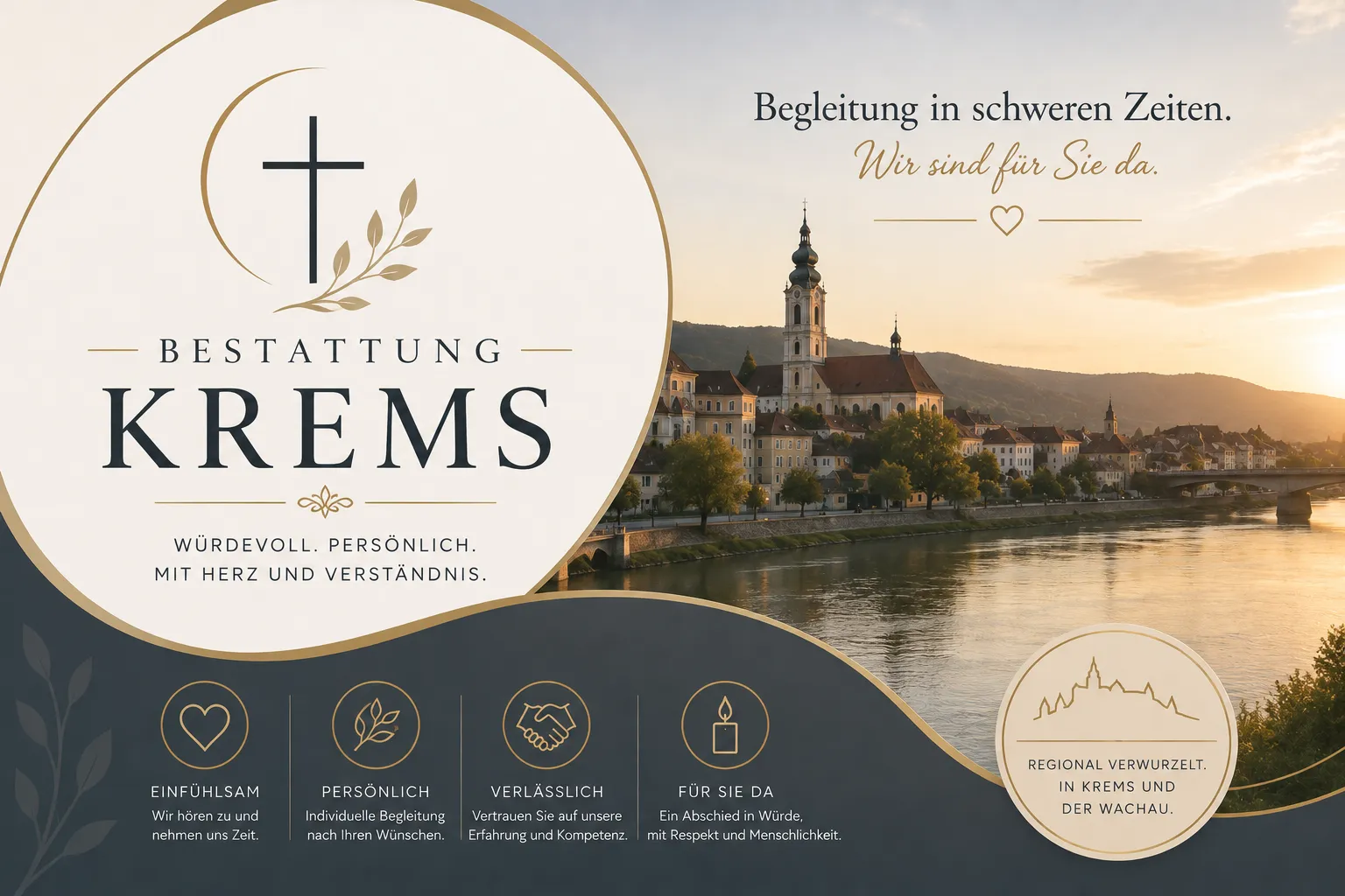 Bestattung Krems mit Stadtansicht und Donau