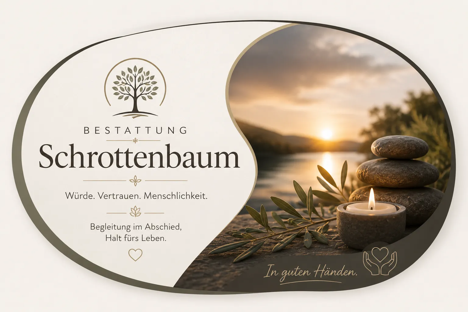 Bestattung Schrottenbaum mit Kerze und Naturmotiv