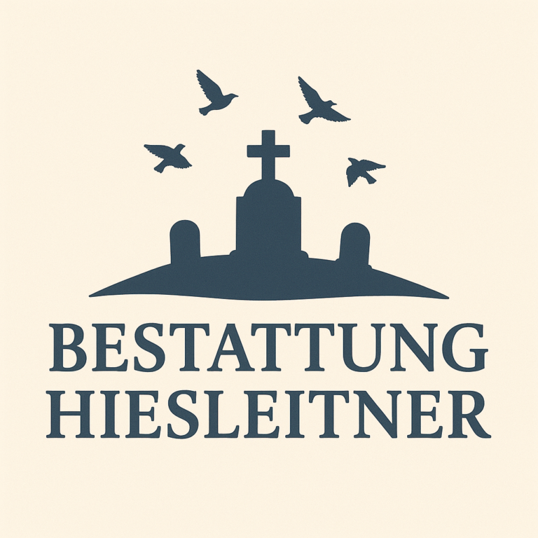 Bestattung Hiesleitner : Würdevolle Begleitung, Aktuelle Todesanzeigen & Trauerfälle in Herzogenburg 10 Logo of Bestattung Hiesleitner featuring a graveyard silhouette with a central cross headstone and flying birds above