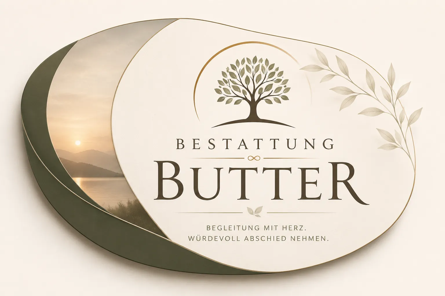 Bestattung Butter mit Baum des Lebens und Naturmotiv