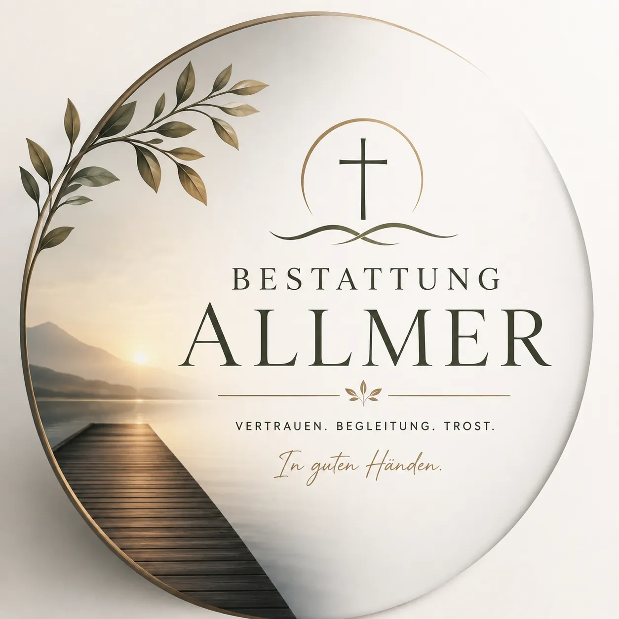 Bestattung Allmer mit Kreuz, See und Naturmotiv