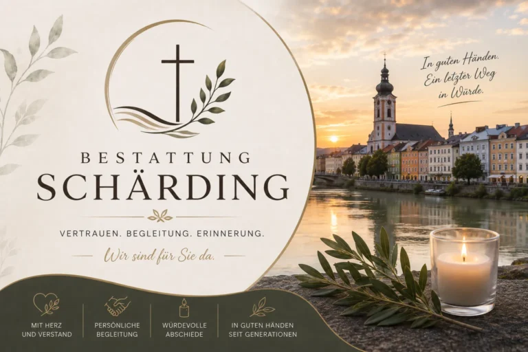 Bestattung Schärding mit Kreuz, Fluss und Kerze