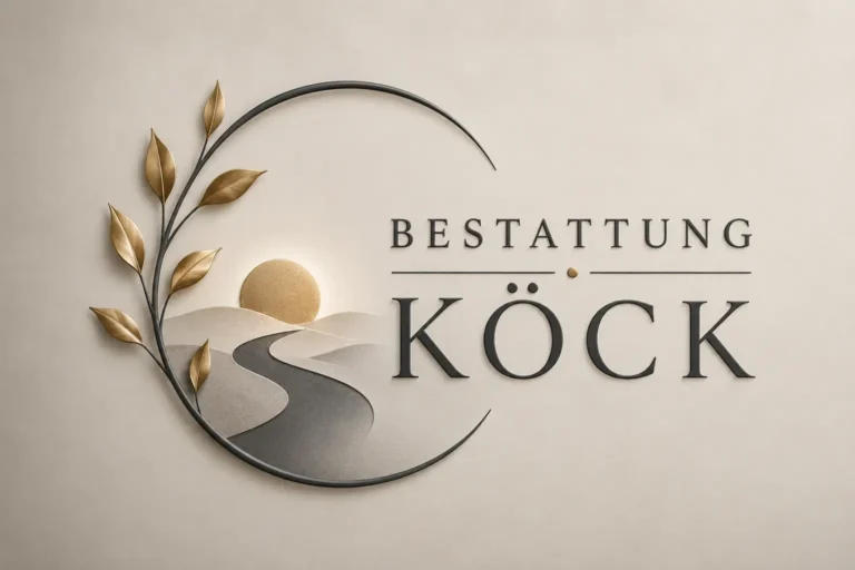 Bestattung KÖCK Logo mit Blattmotiv und Lebensweg
