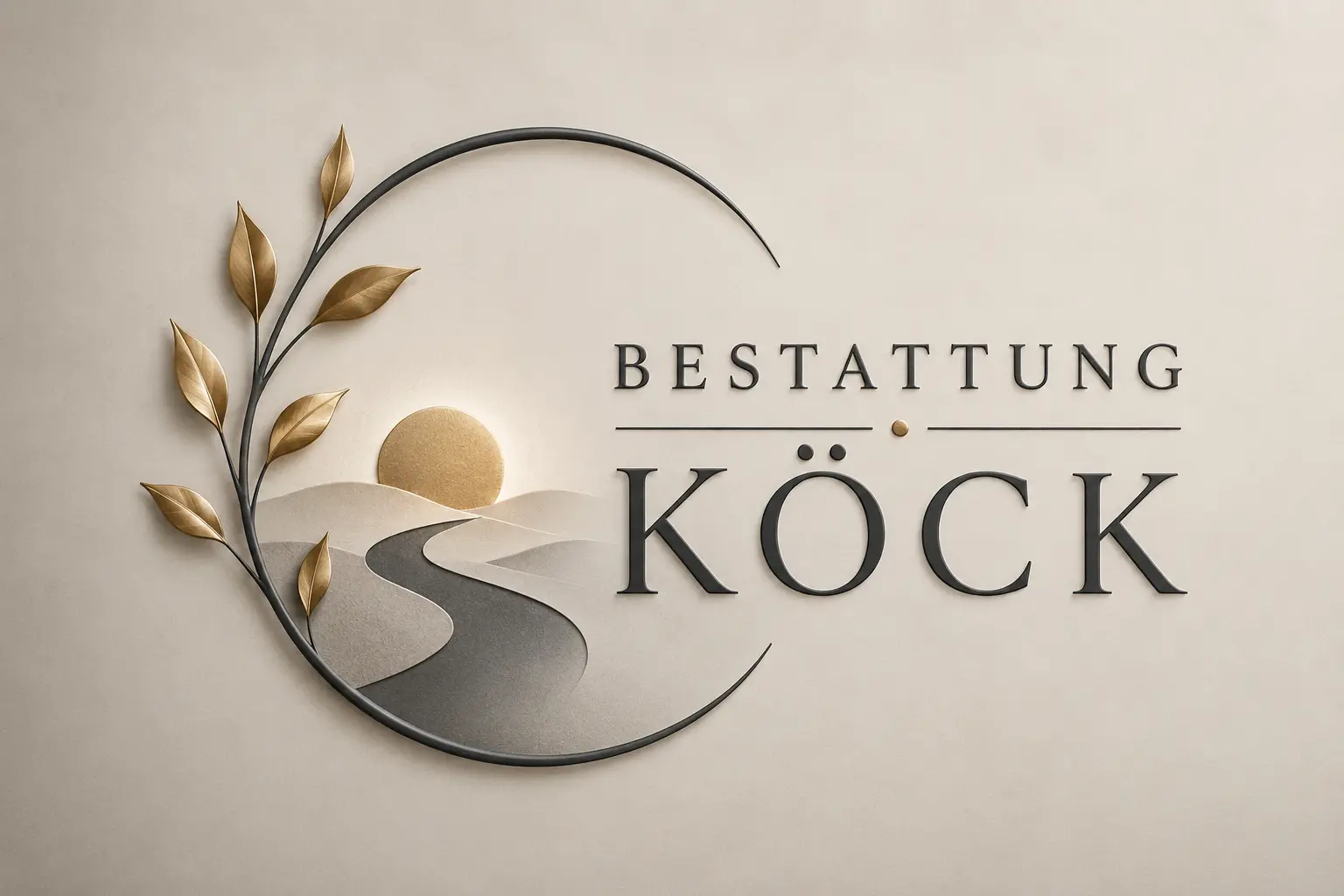 Bestattung KÖCK Logo mit Blattmotiv und Lebensweg