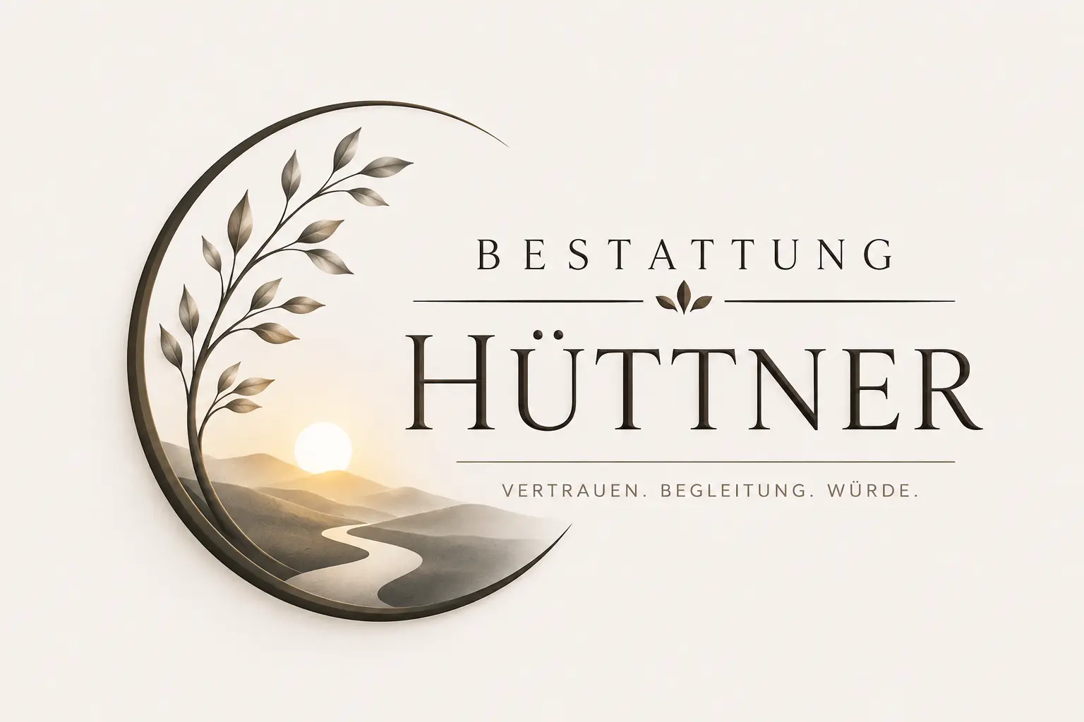 Bestattung Hüttner Logo mit Baum und Weg