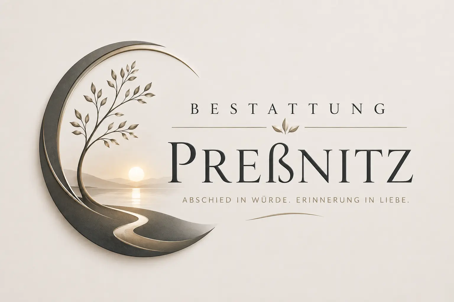 Bestattung Preßnitz Logo mit Baum und Sonnenweg