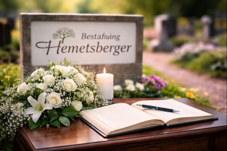 Bestattung Hemetsberger : Würdevolle Begleitung bei Trauerfällen in Köstendorf & Salzburg 1 Kondolenzbuch mit weißen Trauerblumen und brennender Kerze auf einem Friedhof, als Zeichen des würdevollen Gedenkens bei Bestattung Hemetsberger