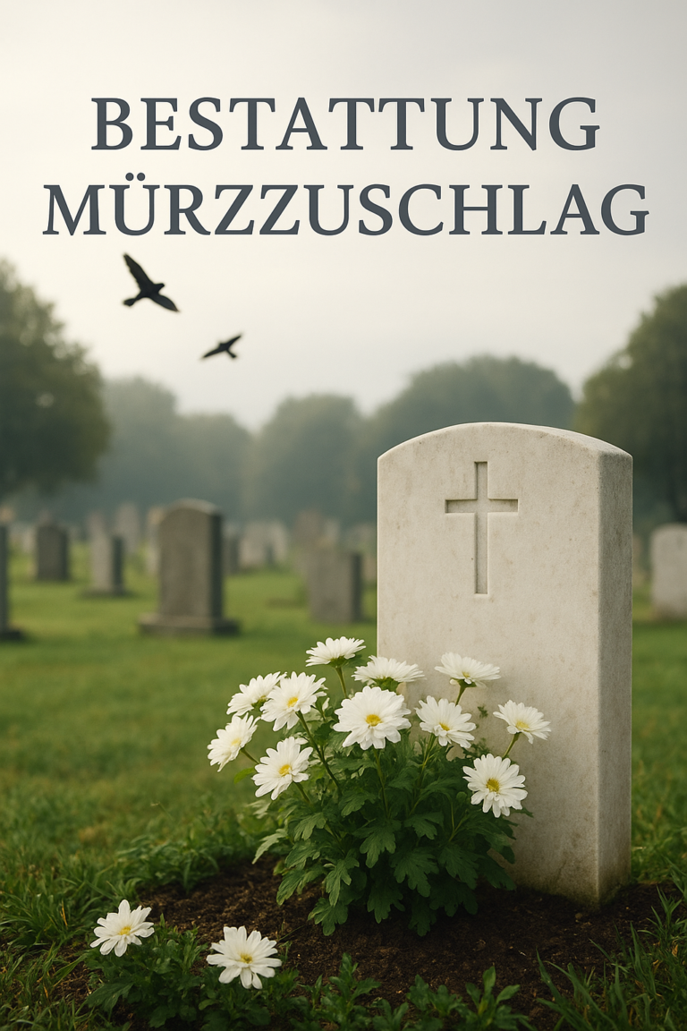 Bestattung Mürzzuschlag : Würdevolle Begleitung, Aktuelle Sterbefälle & Unterstützung für Angehörige in Mürzzuschlag 5 „Grabstein mit Kreuz und Blumen auf dem Friedhof Bestattung Mürzzuschlag, friedliche und ruhige Atmosphäre.“
