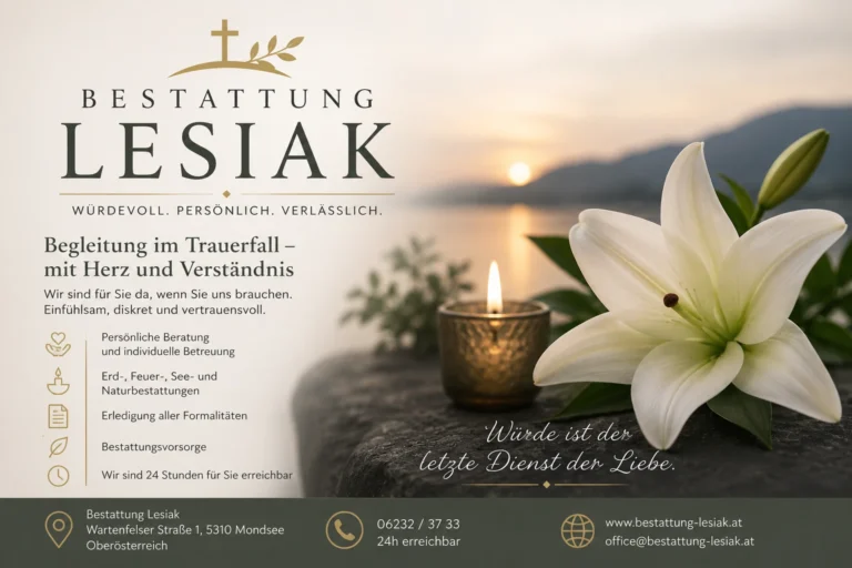 Bestattung Lesiak mit Lilie und Kerzenlicht in Mondsee