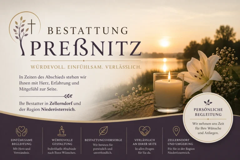 Bestattung Preßnitz mit Kerze und weißer Lilie am See würdevolle Bestattung in Niederösterreich