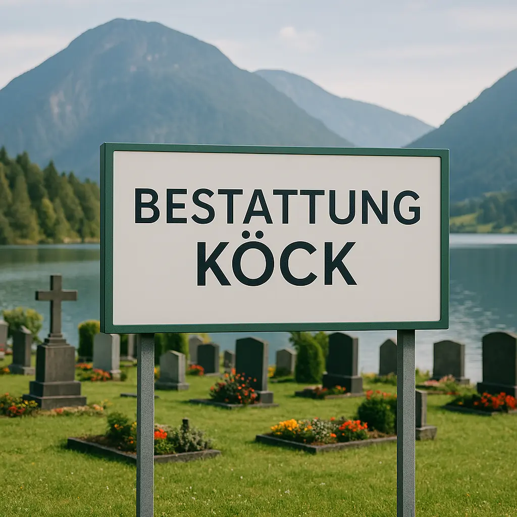 Gräber mit Blumen vor Bergkulisse und See bei Bestattung Köck in Vitis