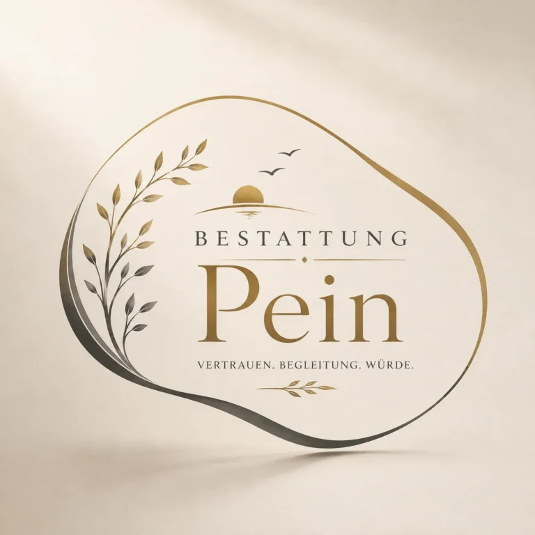 Bestattung Pein Logo mit Blatt- und Sonnenmotiv