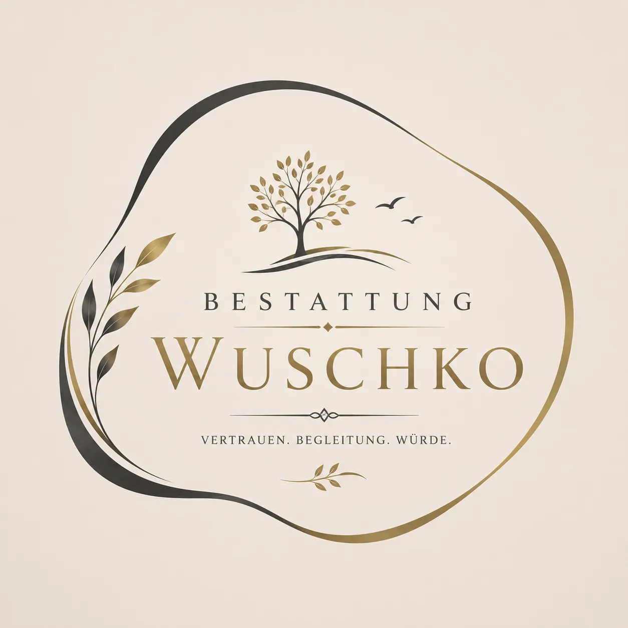 Bestattung Wuschko Logo mit Baum und Blättern