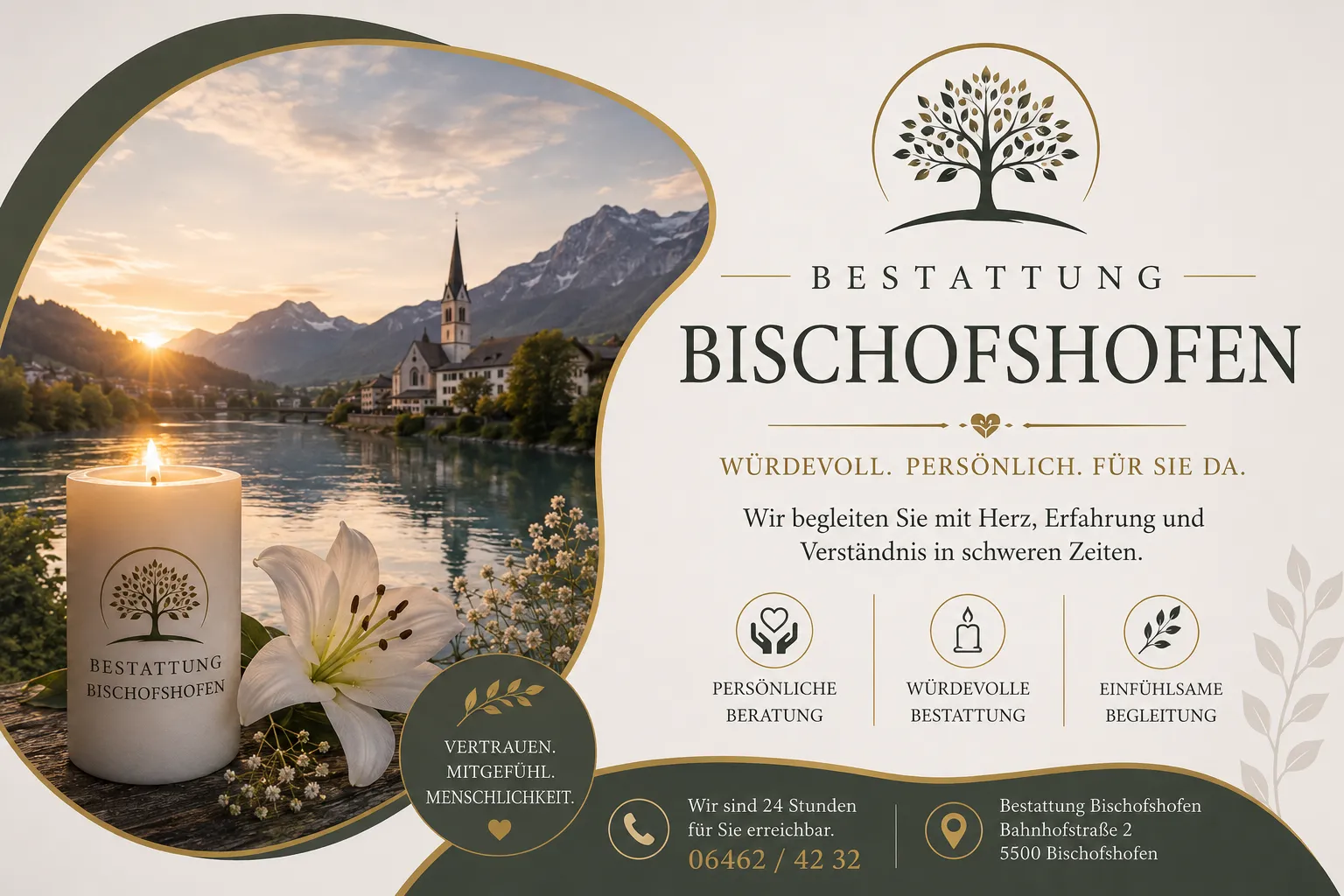 Bestattung Bischofshofen mit Kerze und Lilie