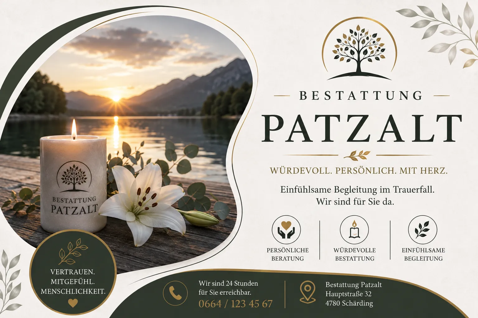 Bestattung Patzalt mit Kerze und Lilie