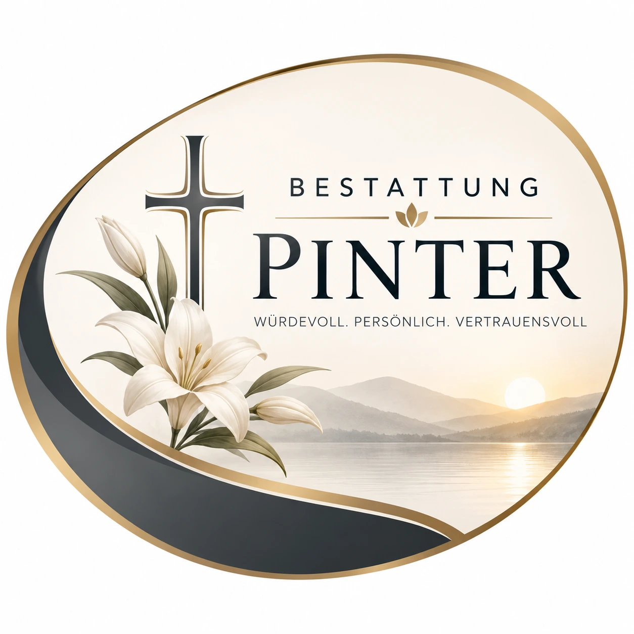 Bestattung Pinter Logo mit Lilie und Kreuz