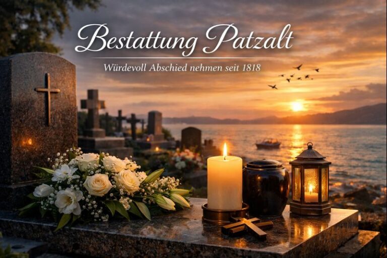 Friedhof am Meer mit Kerze und Blumen als Symbol für würdevollen Abschied bei Bestattung Patzalt in Wallsee Sindelburg