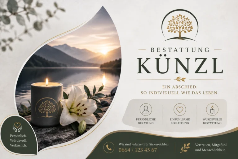 Bestattung Künzl mit Kerze und weißer Lilie am See