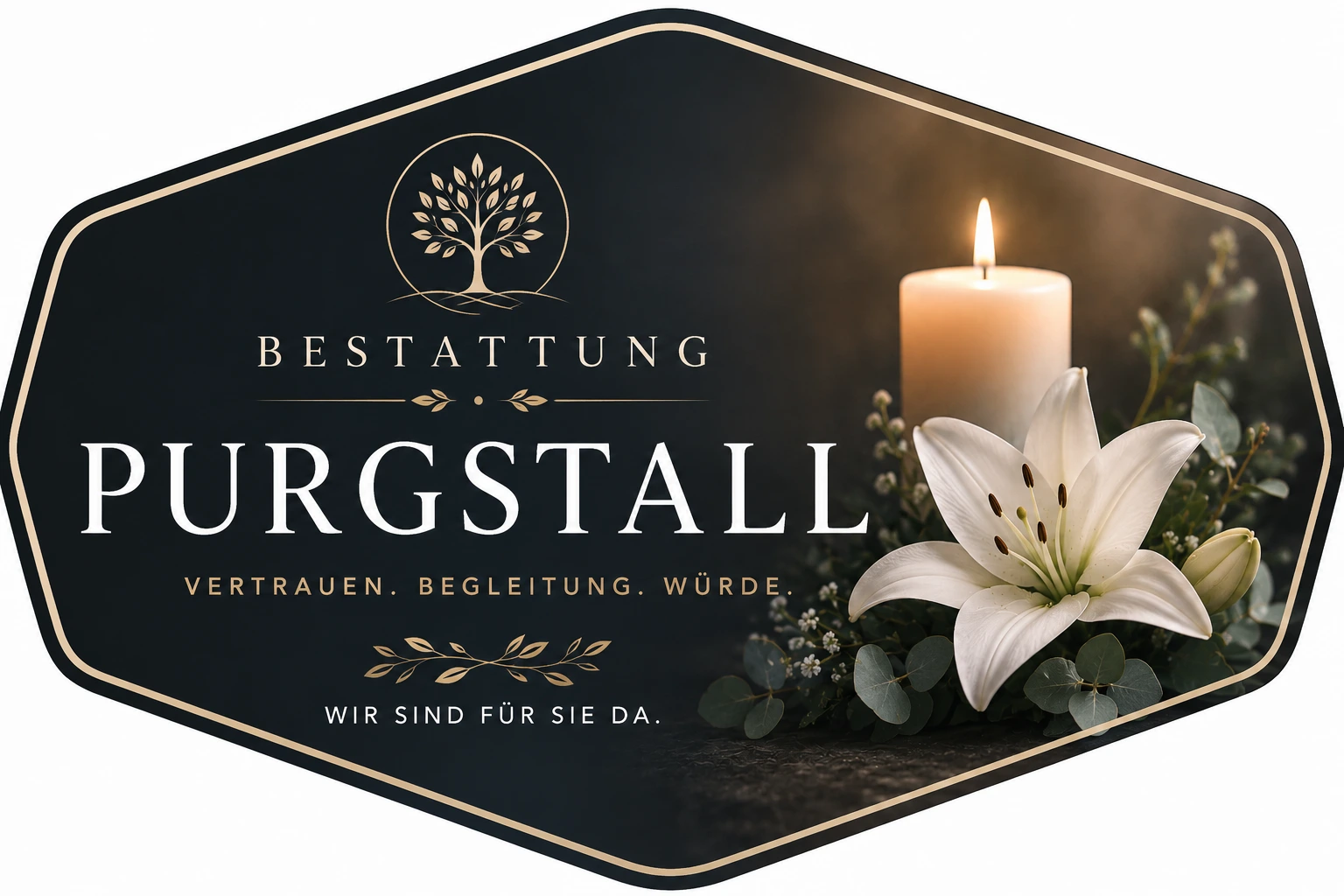 Bestattung Purgstall mit Kerze und weißer Lilie