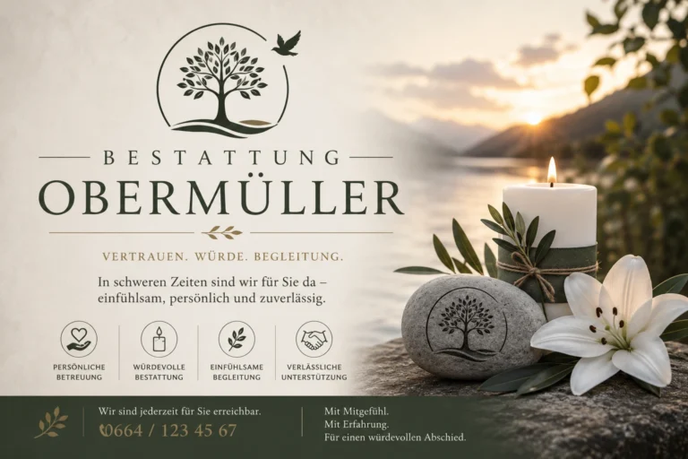 Bestattung Obermüller mit Kerze und weißer Blume