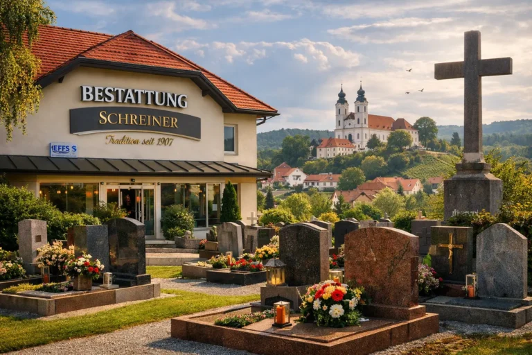 Bestattung Schreiner in Fehring mit Friedhof und gepflegten Grabsteinen
