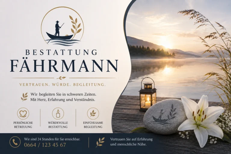 Bestattung Fährmann mit See, Kerze und Lilie