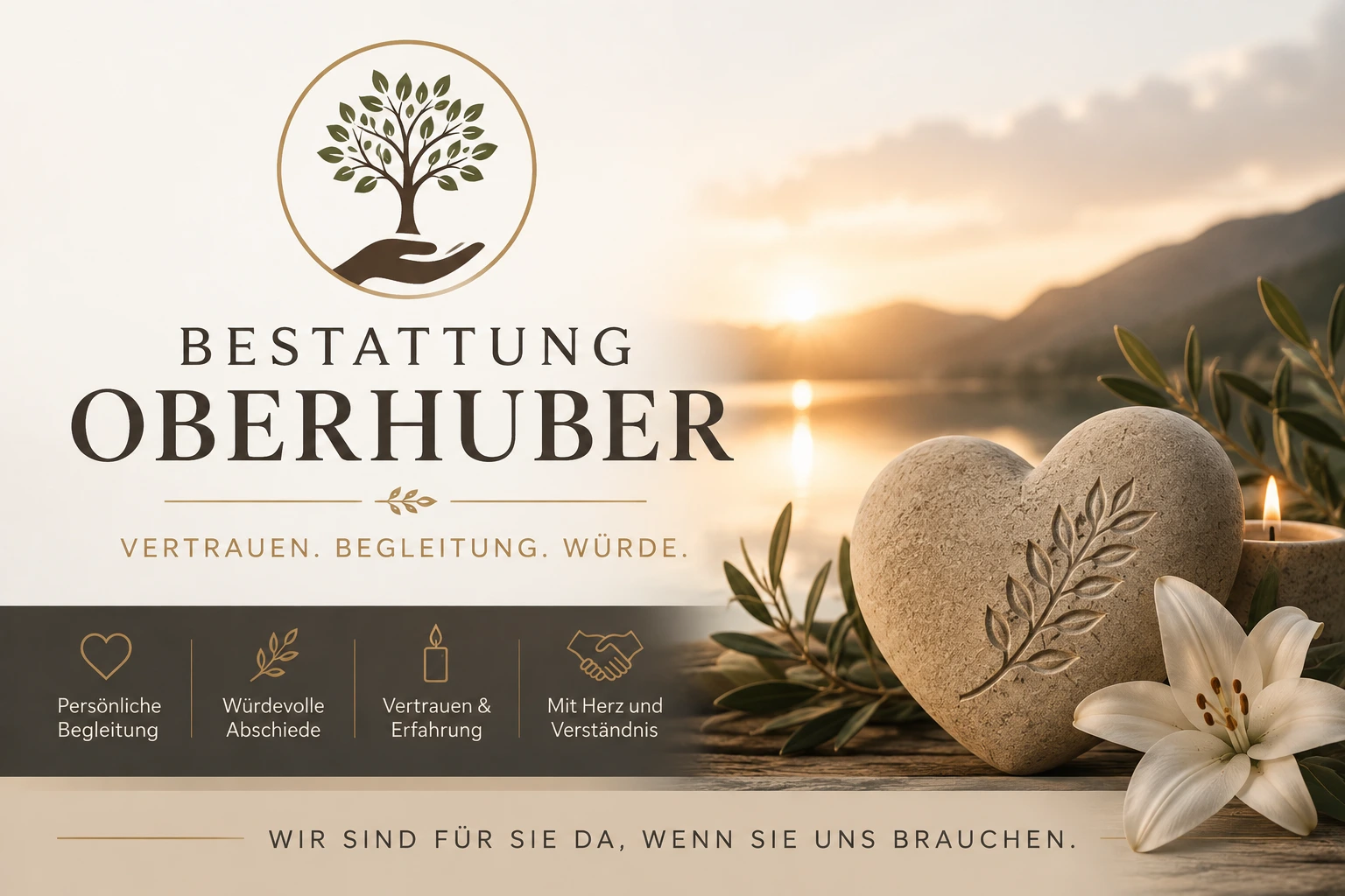 Bestattung Oberhuber mit Kerze und Gedenkstein