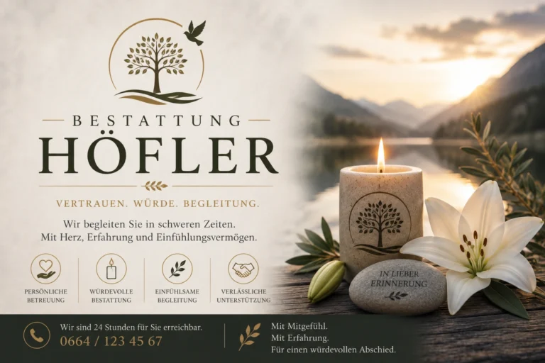 Bestattung Höfler mit Kerze und weißen Blumen