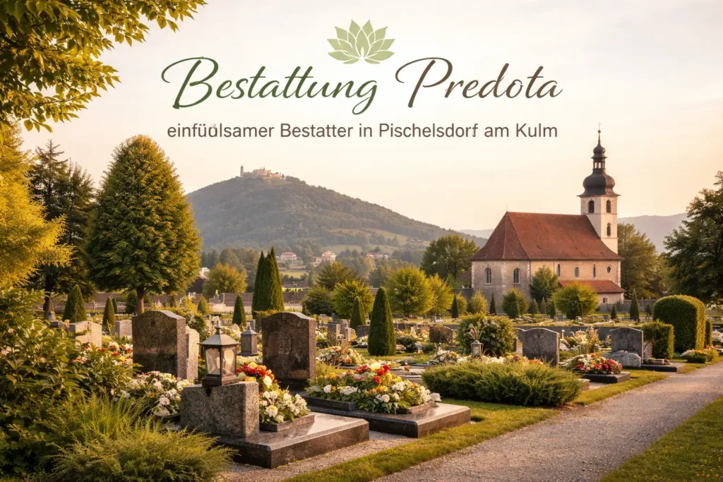 Bestattung Predota Friedhof in Pischelsdorf am Kulm mit Kirche und Grabstätten