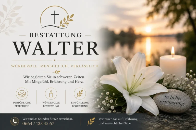 Bestattung Walter mit weißer Lilie und Gedenkkerze