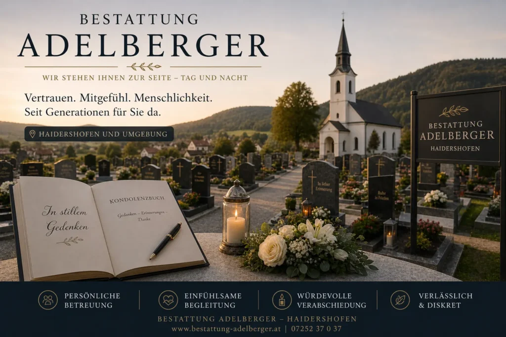 Bestattung Adelberger Haidershofen mit Friedhof, Kirche und Kondolenzbuch