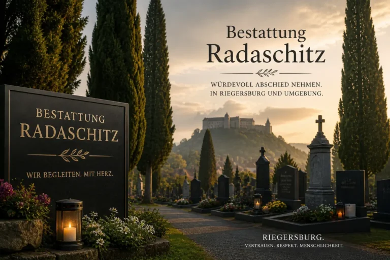 Bestattung Radaschitz in Riegersburg mit Friedhof, Zypressen und Gedenkkerze