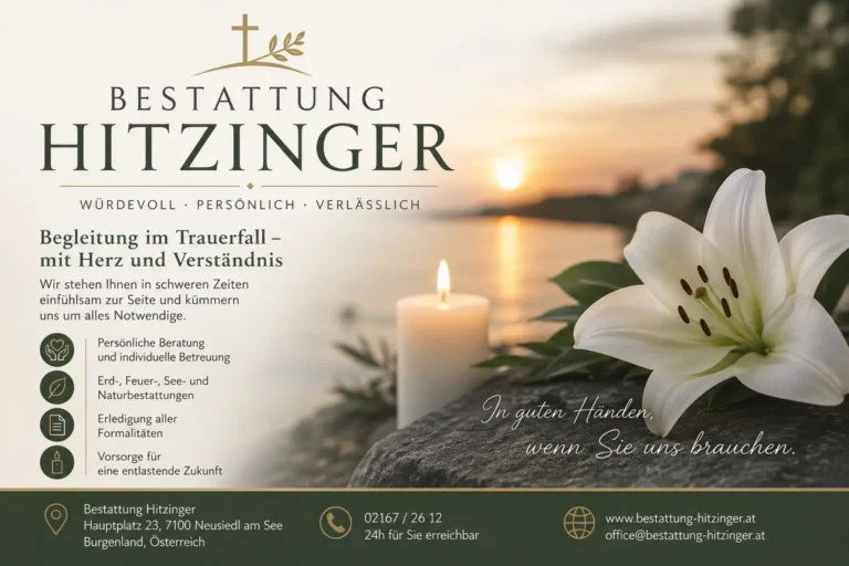 Bestattung Hitzinger mit Lilie und Kerze in Neusiedl am See