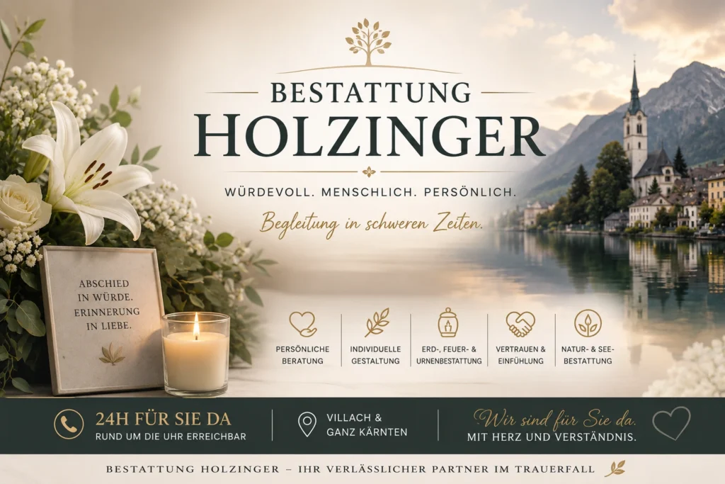 Weiße Lilien und Kerze vor Alpenpanorama - Bestattung Holzinger Gallneukirchen