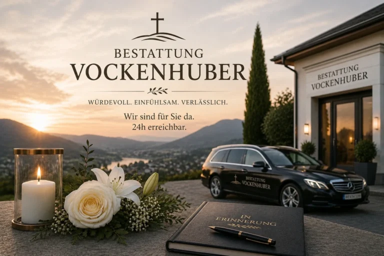 Bestattung Vockenhuber mit Kerze und weißen Blumen