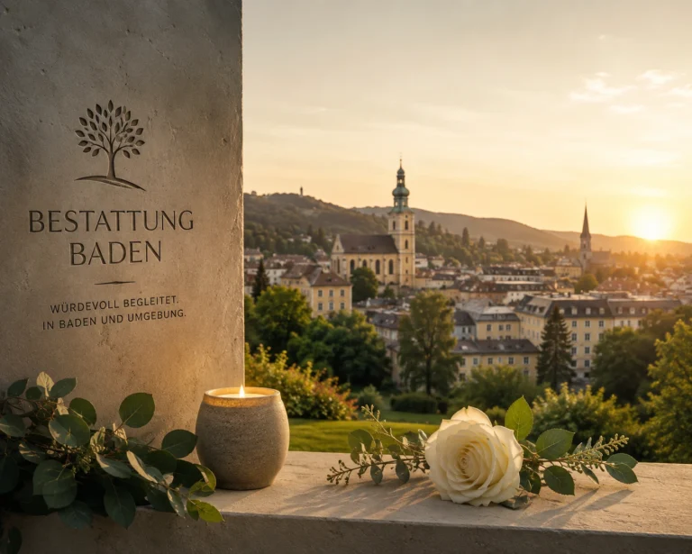 Bestattung Baden mit Kerze und Rose